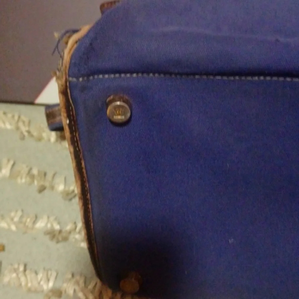 T Anthony Vintage Blueish Purple Canvas And Leather Travel Bag